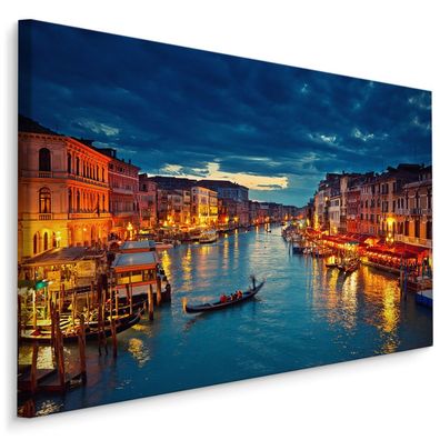 CANVAS Leinwandbild XXL Wandbilder Venedig Wasser Ansichten Nacht 401