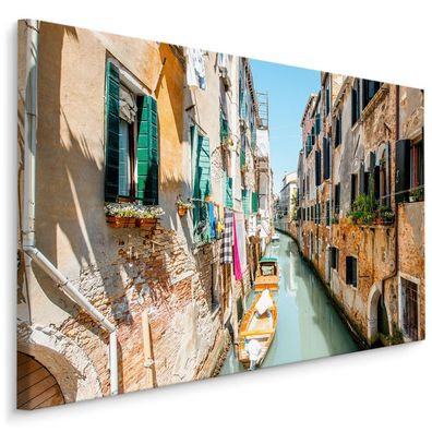 CANVAS Leinwandbild XXL Wandbilder Italien Venedig Wasser Boote 404
