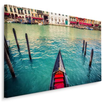 CANVAS Leinwandbild XXL Wandbilder Kunstdruck Stadt Venedig Wasser Boote 407