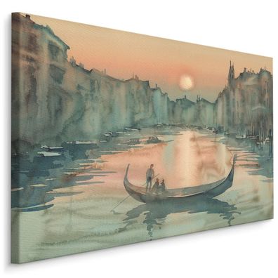 CANVAS Leinwandbild XXL Wandbilder Wohnzimmer Venedig Gemalte Ansicht 412