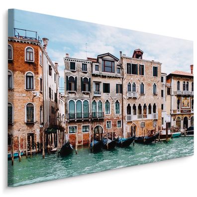 CANVAS Leinwandbild XXL Wandbilder Wohnzimmer Venedig Architektur Boote 419