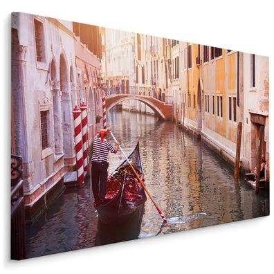 CANVAS Leinwandbild XXL Wandbilder Boot Wasser Landschaften Venedig 425
