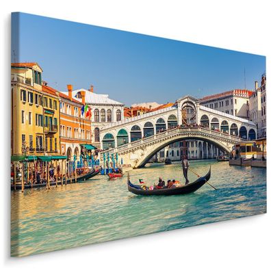 CANVAS Leinwandbild XXL Wandbilder Kunstdruck Stadt Venedig Wasser Brücke 428