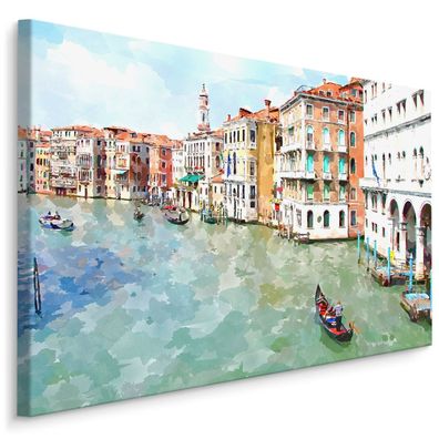 CANVAS Leinwandbild XXL Wandbilder Kunstdruck Venedig Wasser Boot 429