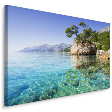 CANVAS Leinwandbild XXL Wandbilder Wohnzimmer Meer in Kroatien Ansicht 3D 663