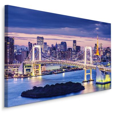 CANVAS Leinwandbild XXL Wandbilder Kunstdruck Regenbogenbrücke in Tokio 157