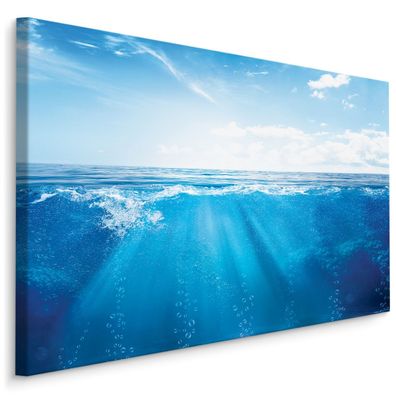 CANVAS Leinwandbild XXL Wandbilder Esszimmer blaüs Meer Wasser Himmel 674