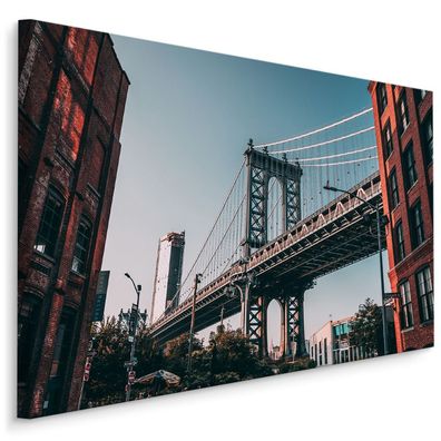 CANVAS Leinwandbild XXL Wandbilder Kunstdruck Manhattan Brücke New York 158