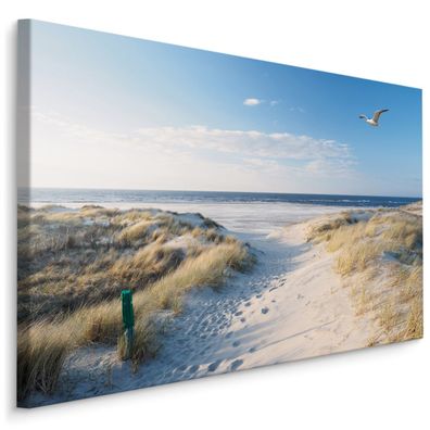 CANVAS Leinwandbild XXL Wandbilder Wohnzimmer Strand Dünen Meer Natur 683