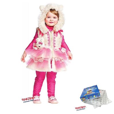 Mädchen Katzen-Kostüm pink 50605 Größe 1 Kinder Faschingskostüm mit Weste Kapuze
