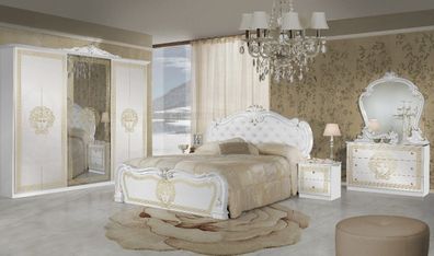 Klassisches Schlafzimmer Marina weiß gold Italien Barock NEU königlich Set