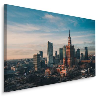 CANVAS Leinwandbild XXL Wandbilder Kunstdruck Warschau Wolkenkratzer 866