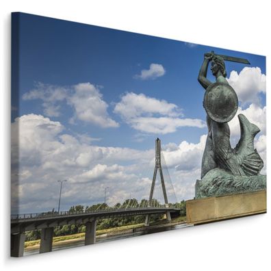 CANVAS Leinwandbild XXL Wandbilder Warschau Fluss Brücke Statü Esszimmer 890