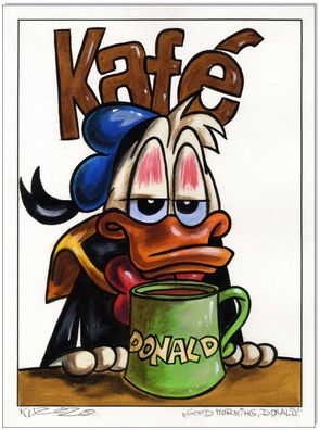Klausewitz: Original Acryl auf Acrylmalpapier: Donald Duck Kafè /30x40 cm