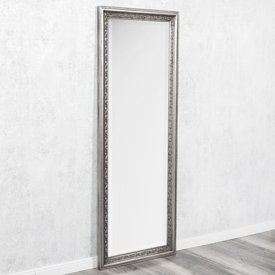 Wandspiegel Argento 160x60cm Silber-Antik Spiegel Barock Holzrahmen Facette