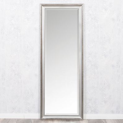 Wandspiegel COPIA 140x50cm Silber-Antik Spiegel Barock Holzrahmen Facette