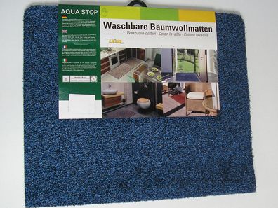 Aqua Stop Baumwollmatte waschbar Schmutzfangmatte Sauberlauf 100 x 150 Blau