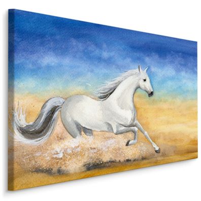 CANVAS Leinwandbild XXL Wandbilder Wohnzimmer Pferd Wüste Aquarell 3D 500