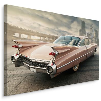 CANVAS Leinwandbild XXL Wandbilder Wohnzimmer Auto Fahrzeug Vintage 3D 505