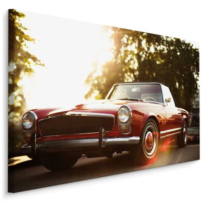 CANVAS Leinwandbild XXL Wandbilder Wohnzimmer Auto RETRO Straße Grün 507