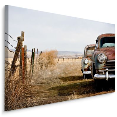 CANVAS Leinwandbild XXL Wandbilder Wohnzimmer AUTO Retro Fahrzeuge 3D 542