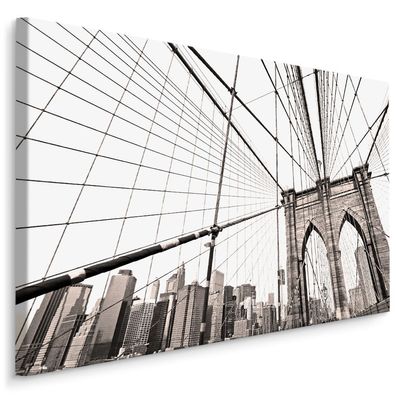 CANVAS Leinwandbild XXL Wandbilder Kunstdruck New York Brooklyn Bridge 145