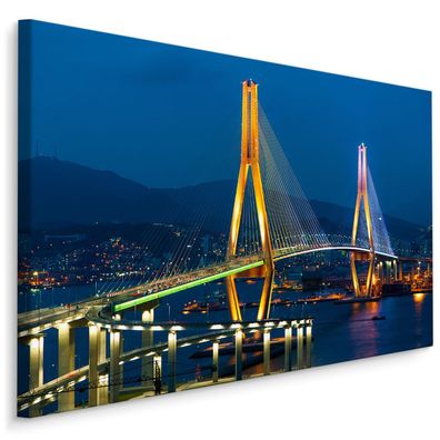 CANVAS Leinwandbild XXL Wandbilder Busan Harbour Bridge Südkorea 148