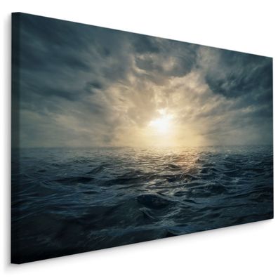 CANVAS Leinwandbild XXL Wandbilder Sonnenuntergang MEER Wasser 599