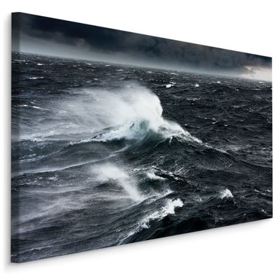 CANVAS Leinwandbild XXL Wandbilder Esszimmer Meer Wellen Wasser Wolken 614