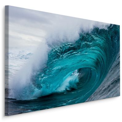 CANVAS Leinwandbild XXL Wandbilder Esszimmer türkises Wasser Meer Welle 649