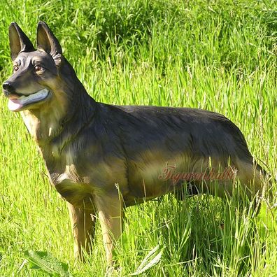 Schäferhund Figur Sitzend Deko Fan Schäfer Hund Deutscher Gartenfigur groß