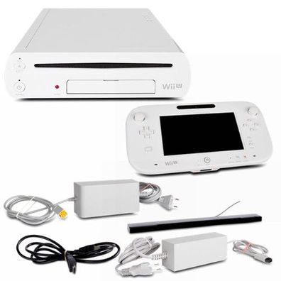 Nintendo Wii U Wii-U Konsole 8 GB Flashspeicher in Weiss + alle Kabel + Sensorleis...