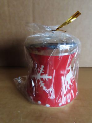 Gewürzstreuer rot mit Rentier und Schneeflocke/ ca. 5 cm H (verpackt)