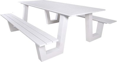 Lesli Living Picknick-Set Breeze weiß 220x184x74,5 cm 2 Bänke mit Tisch