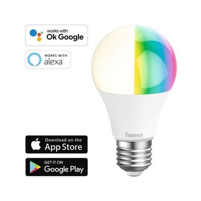 Hama 10W Smart Home WiFi LED Multicolored/ White Bulb | Alexa | Google | APP |E27