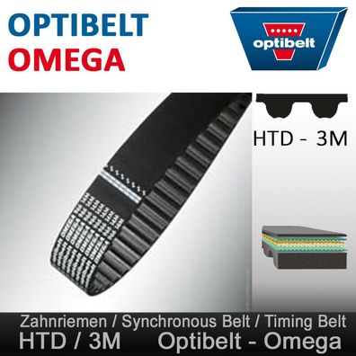 Optibelt Omega (888-3M-6) Zahnriemen HTD mit 296 Zähne
