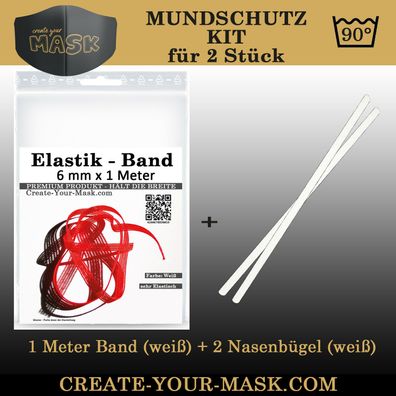 Kochfest bis 90°C Gummiband KIT für Mundschutz Maske - 1 - 20 Stück