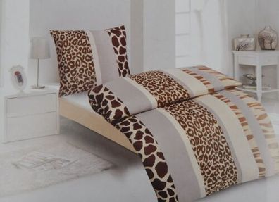 Bettwäsche "Safari" Größe 135cm x 200cm mit Reißverschluss Bettbezug Kissenbezug