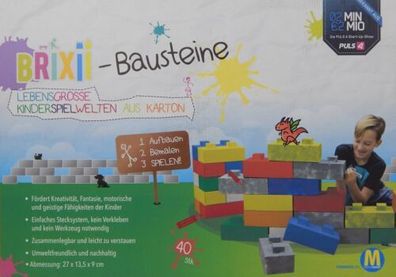 Brixii Bausteine für Kinder zum Bauen Bemalen und Bekleben aus Pappkarton