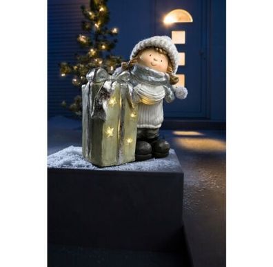 Dekofigur "Winterkind Pauline" mit LED-Beleuchtung Deko LED Dekoration (Gr. 39cm)