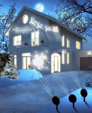 Magic Vision X-Mas-Motiv-LED Strahler 3er-Set Weihnachtsbeleuchtung Gartendeko