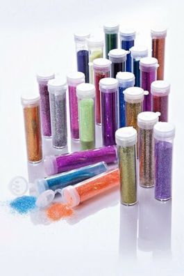 Glitter-Set, 24 Farben mit Kleber zum Dekorieren Basteln Bastelset Dekoration