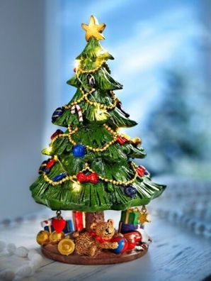 Spieluhr "Weihnachtsbaum", beleuchtet Weihnachtsdeko Dekoration Tanne Baum (Gr. 24cm)