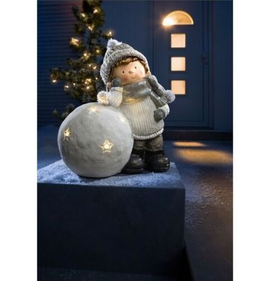 Dekofigur ''Winterkind Nicolas" mit LED-Beleuchtung Deko Weihnachtsdeko Advent