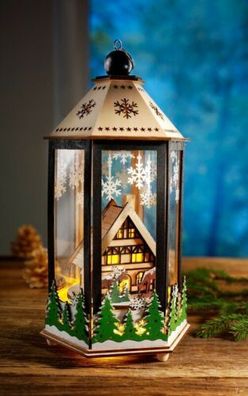 LED-Laterne "Waldweihnacht" mit Spieluhr Weihnachtsdeko Holz Dekoration Deko