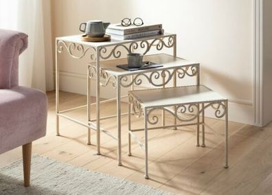 Beistelltische "Romantic", 3er-Set Metalltisch Tisch Deko Wohnungsdeko Antik