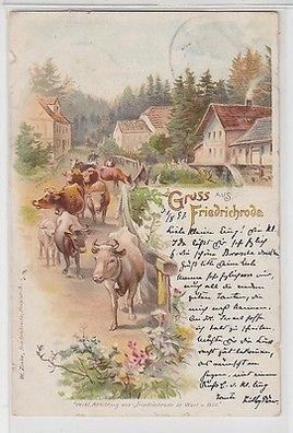 66065 Ak Lithographie Gruss aus Friedrichroda 1897