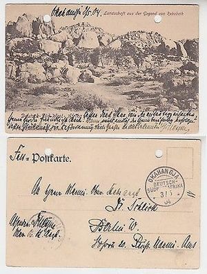 65478 Feldpost Ansichtskarte Deutsch Südwestafrika mit Stempel Okahandja 1904
