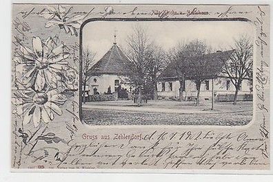 42325 Ak Gruss aus Zehlendorf alte Kirche und Amtshaus 1902