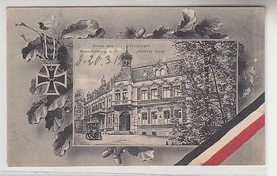 61581 Patriotika Ak Gruß aus Brandenburg a.H. Restaurant "Ahlerts Berg" 1919